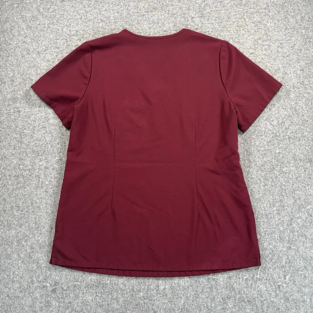 FIGS Catarina One-Pocket Scrub Top Women M Burgundy Maroon V-Neck Style FW1000